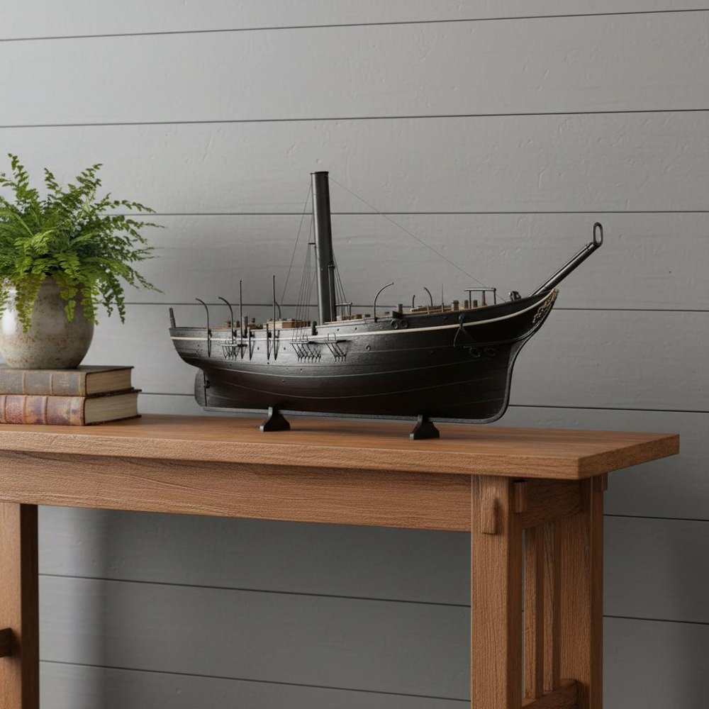 10" Unfinished Wood Hand Painted Model Boat HomeRoots