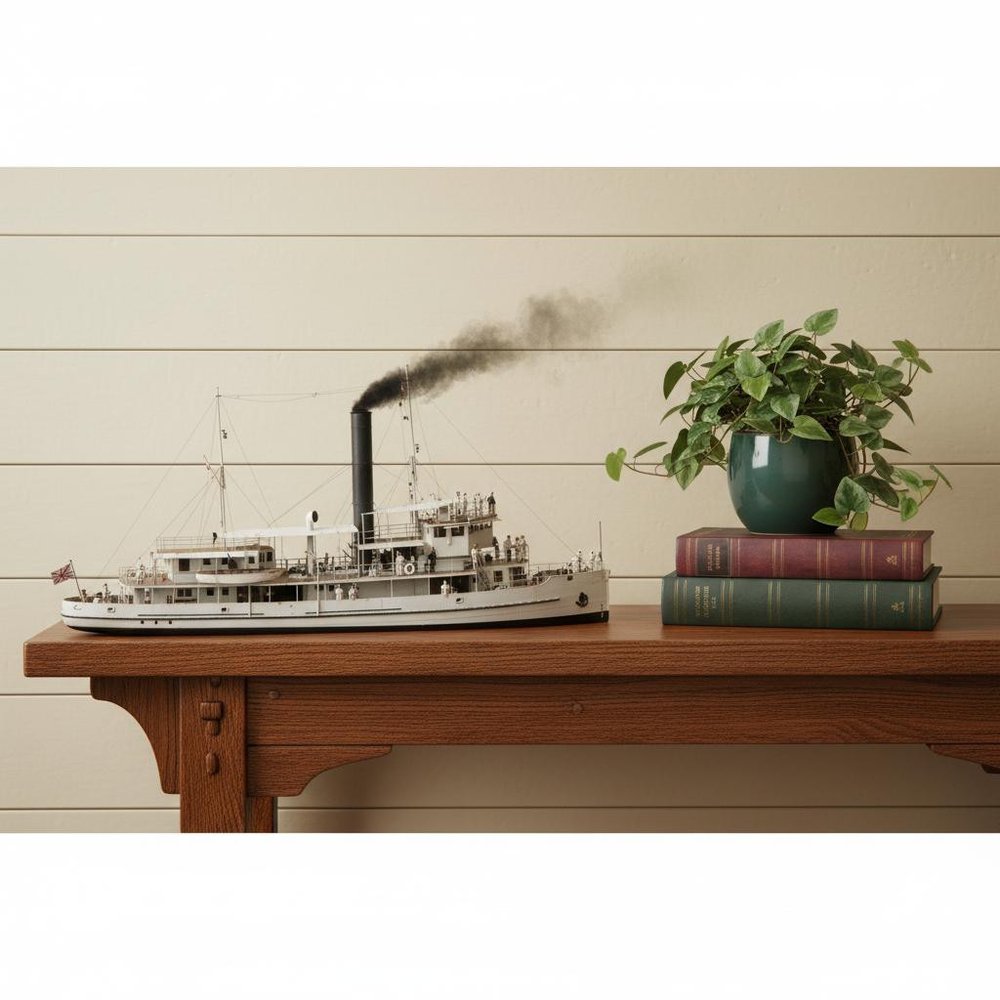 10" Unfinished Wood Hand Painted Model Boat HomeRoots
