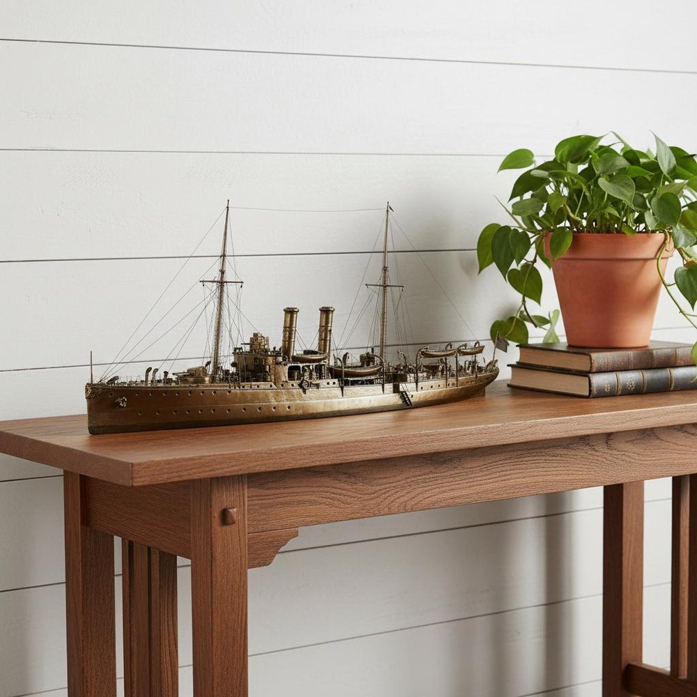 10" Unfinished Wood Hand Painted Model Boat HomeRoots