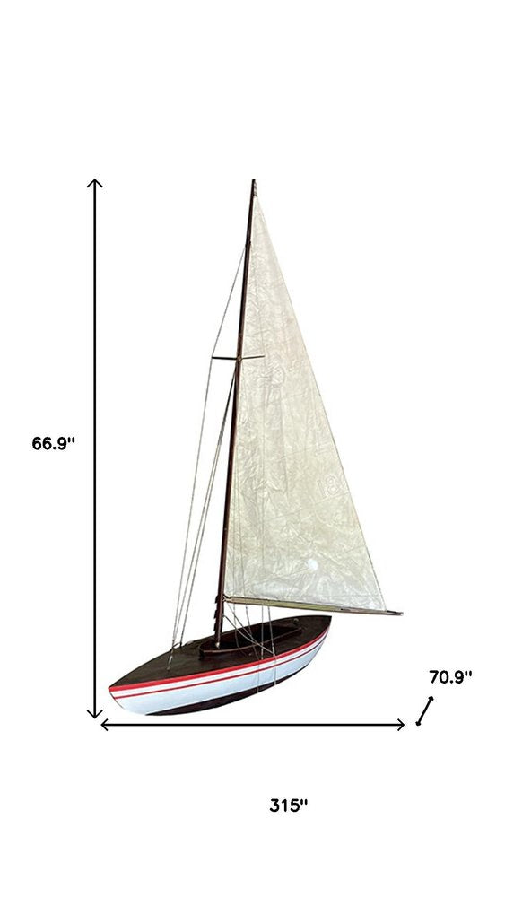 67" Unfinished Wood Hand Painted Model Boat HomeRoots
