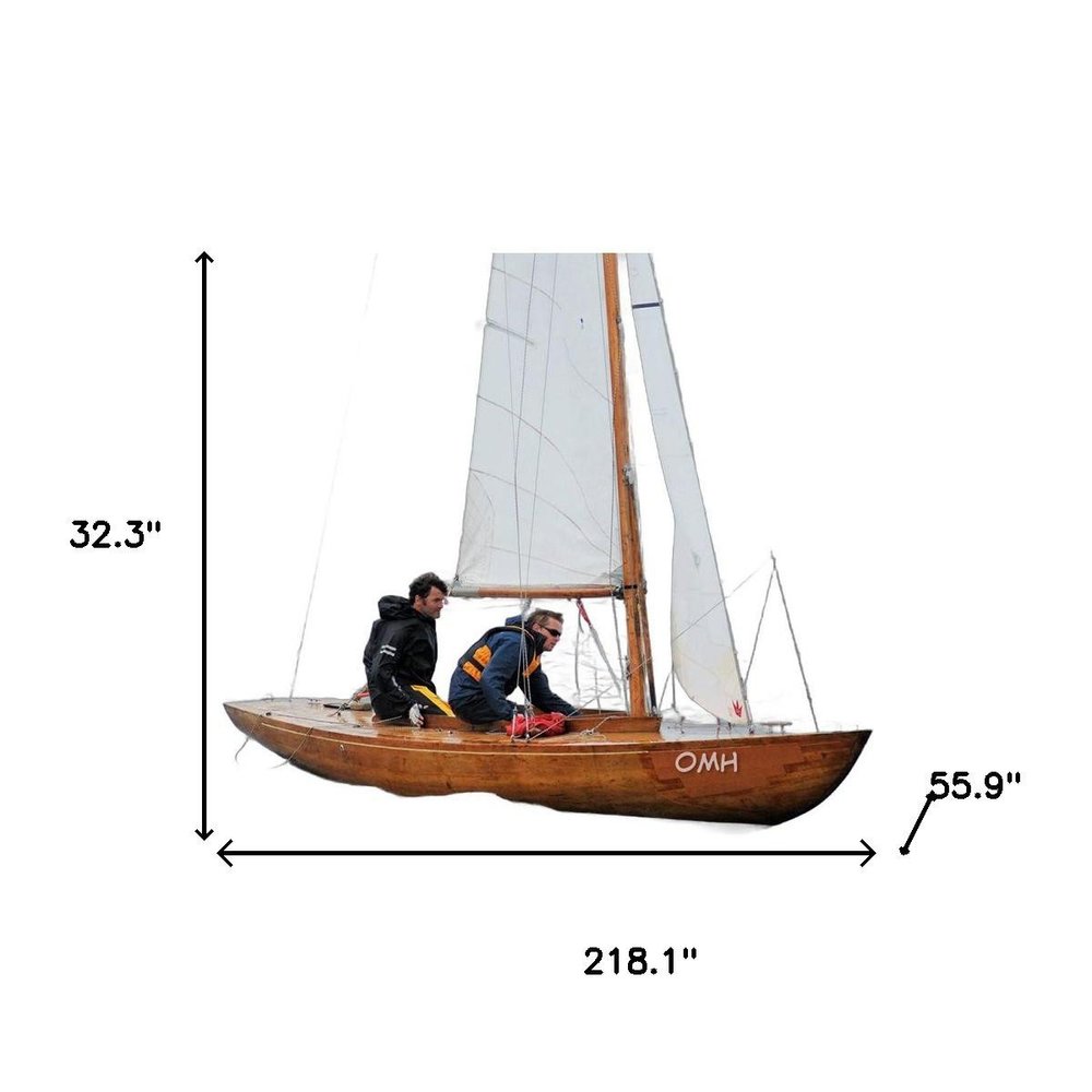 32" Unfinished Wood Hand Painted Model Boat HomeRoots