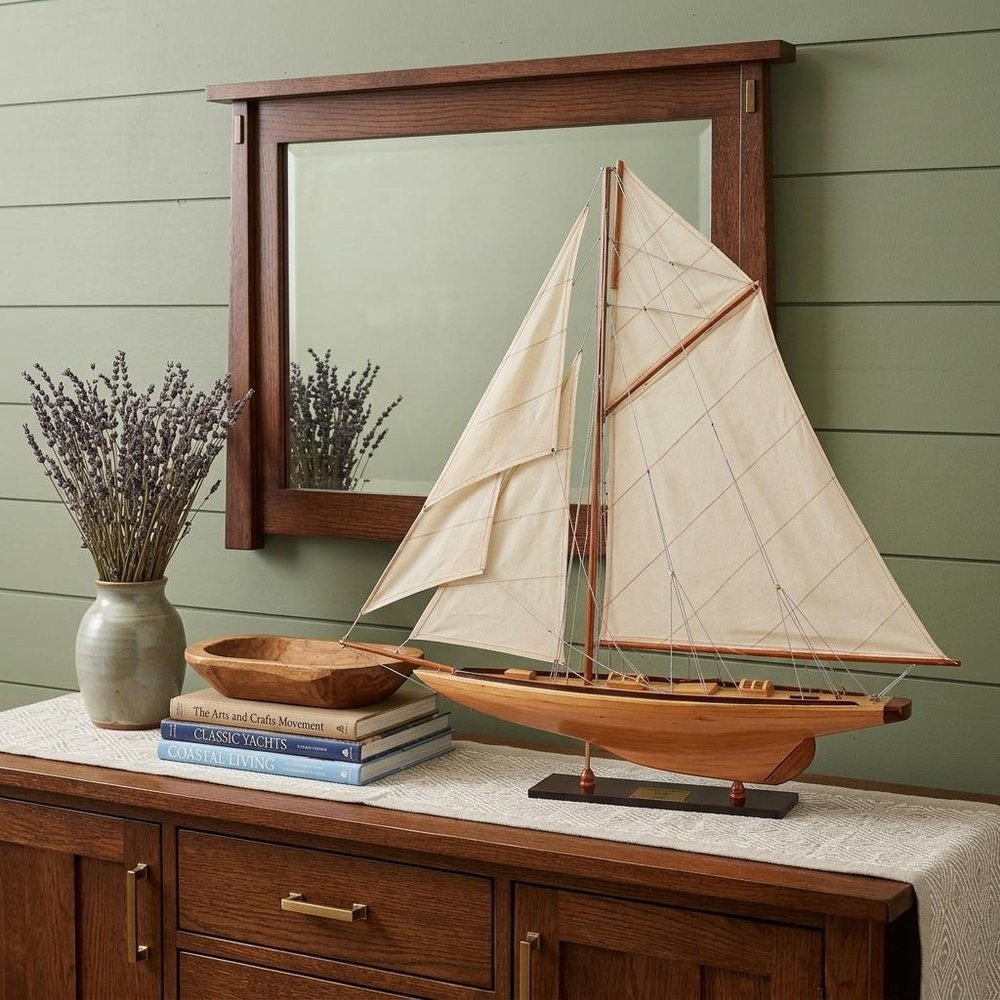 30" Unfinished Wood Hand Painted Model Boat HomeRoots