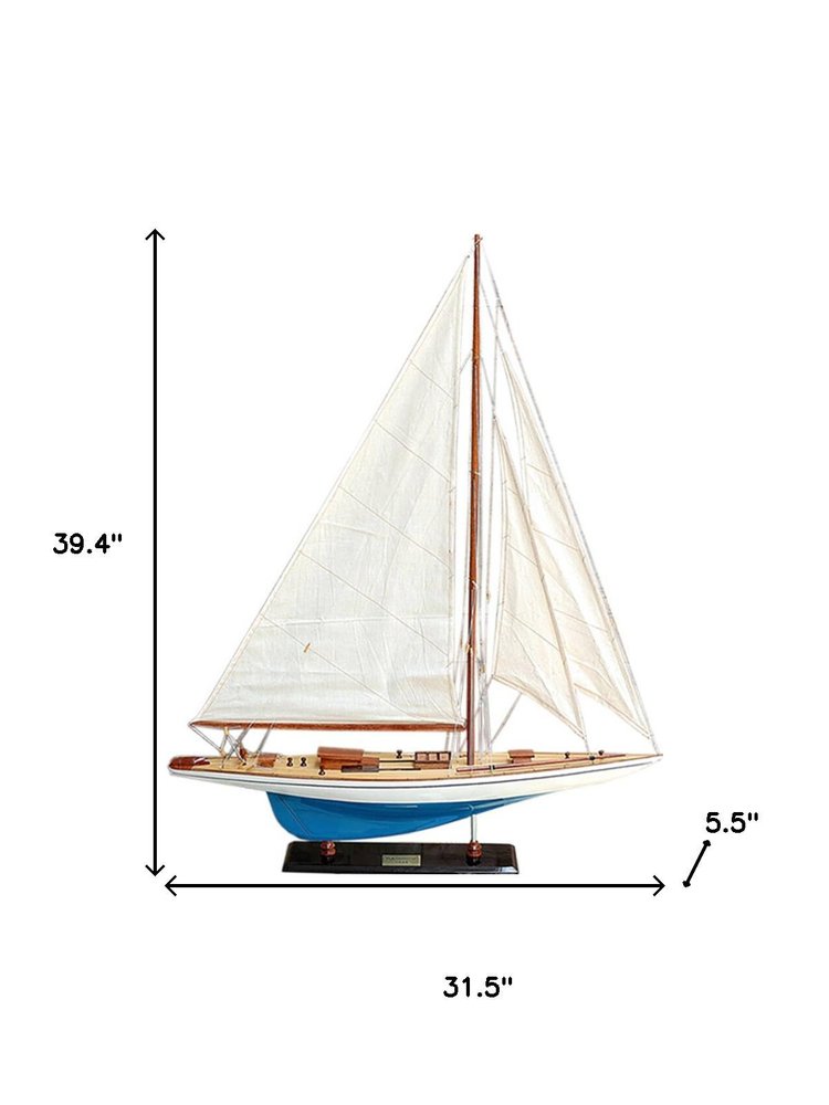 39" Unfinished Wood Hand Painted Model Boat HomeRoots