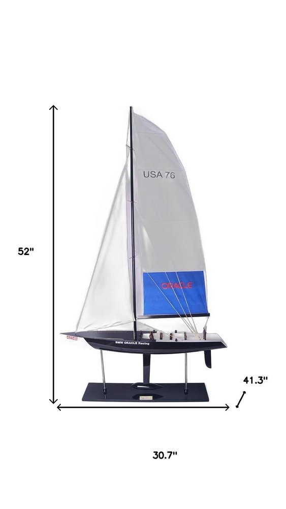 52" Unfinished Wood Hand Painted Model Boat HomeRoots