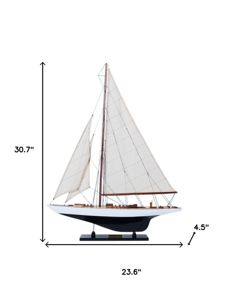 31" Unfinished Wood Hand Painted Model Boat HomeRoots