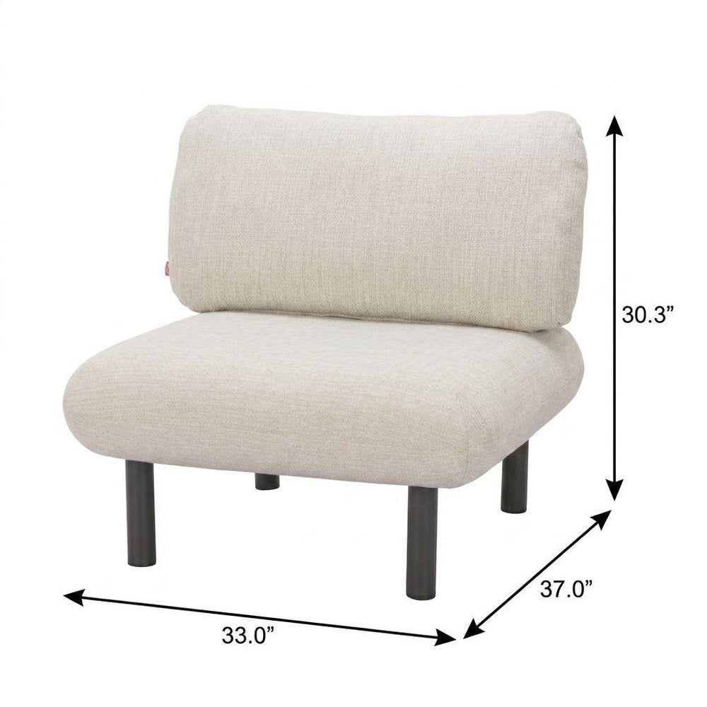 33" Beige and Black Fabric Side Chair HomeRoots