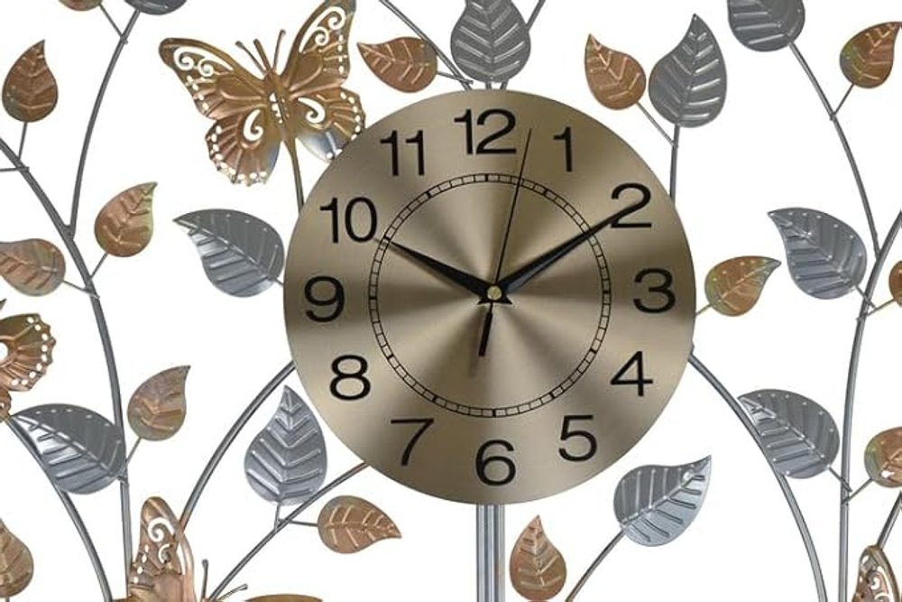 27" Gold Silver And Black Metal Silent Analog Novelty Wall Clock HomeRoots