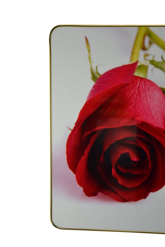 24" Red White And Gold Solid Wood and Acrylic Silent Roses Floral Wall Clock HomeRoots