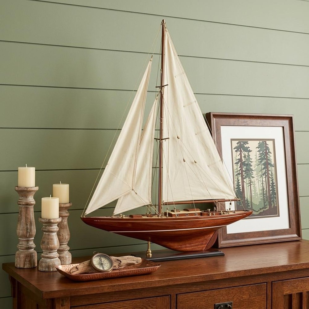 29" Unfinished Fabric Hand Painted Model Boat HomeRoots
