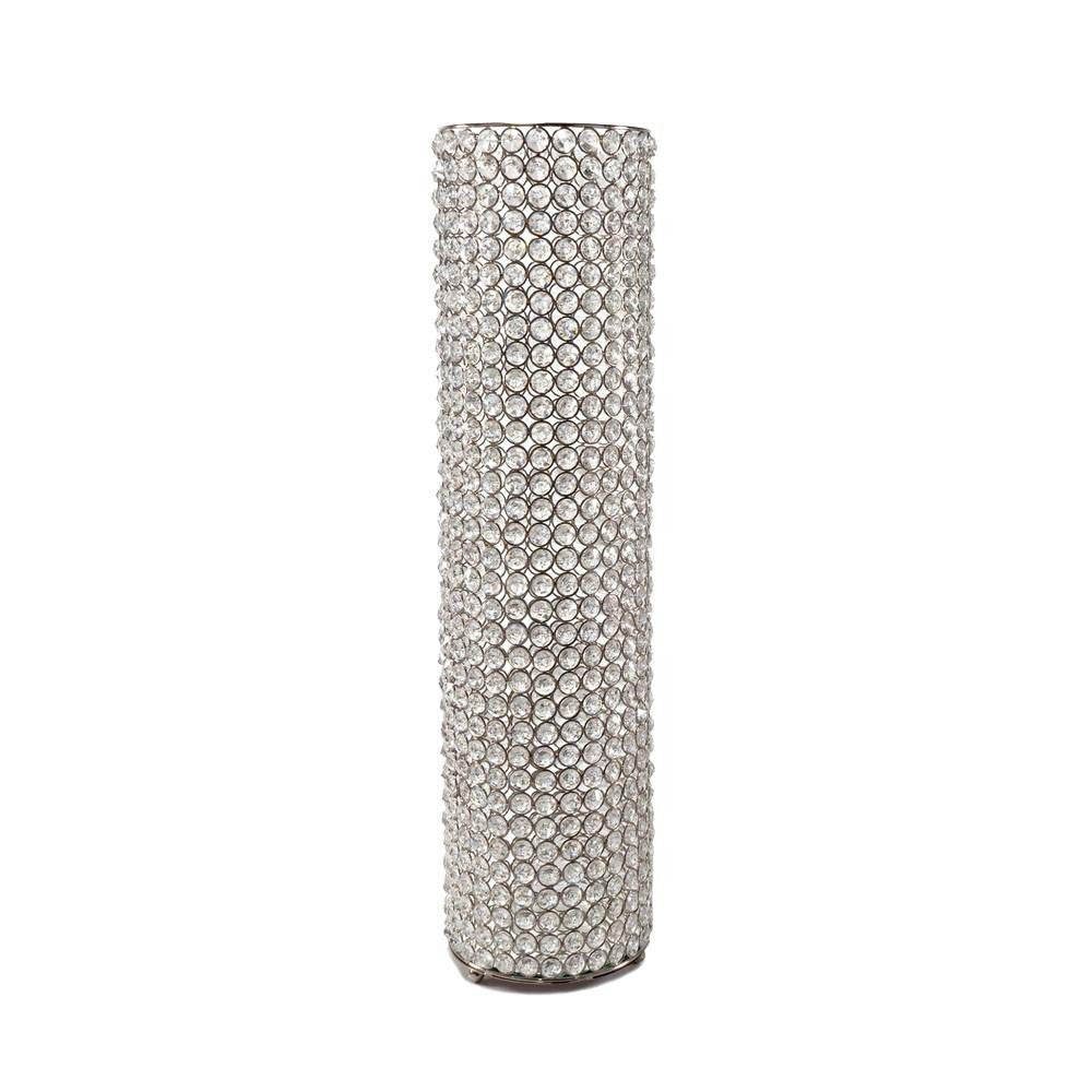 21" Clear And Silver Faux Crystal And Metal Table Vase HomeRoots