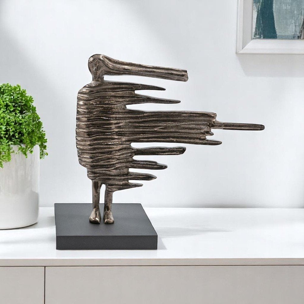 12" Bronze Aluminum Blown Away Woman Tabletop Sculpture HomeRoots