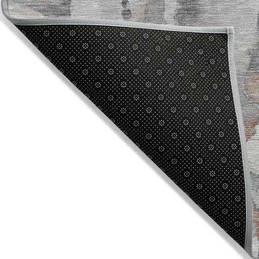 9' X 12' Copper And Gray Abstract Washable Indoor Outdoor Area Rug