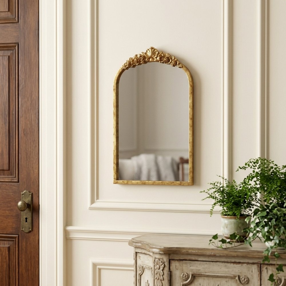 16" Gold Metal Arch Accent Mirror HomeRoots