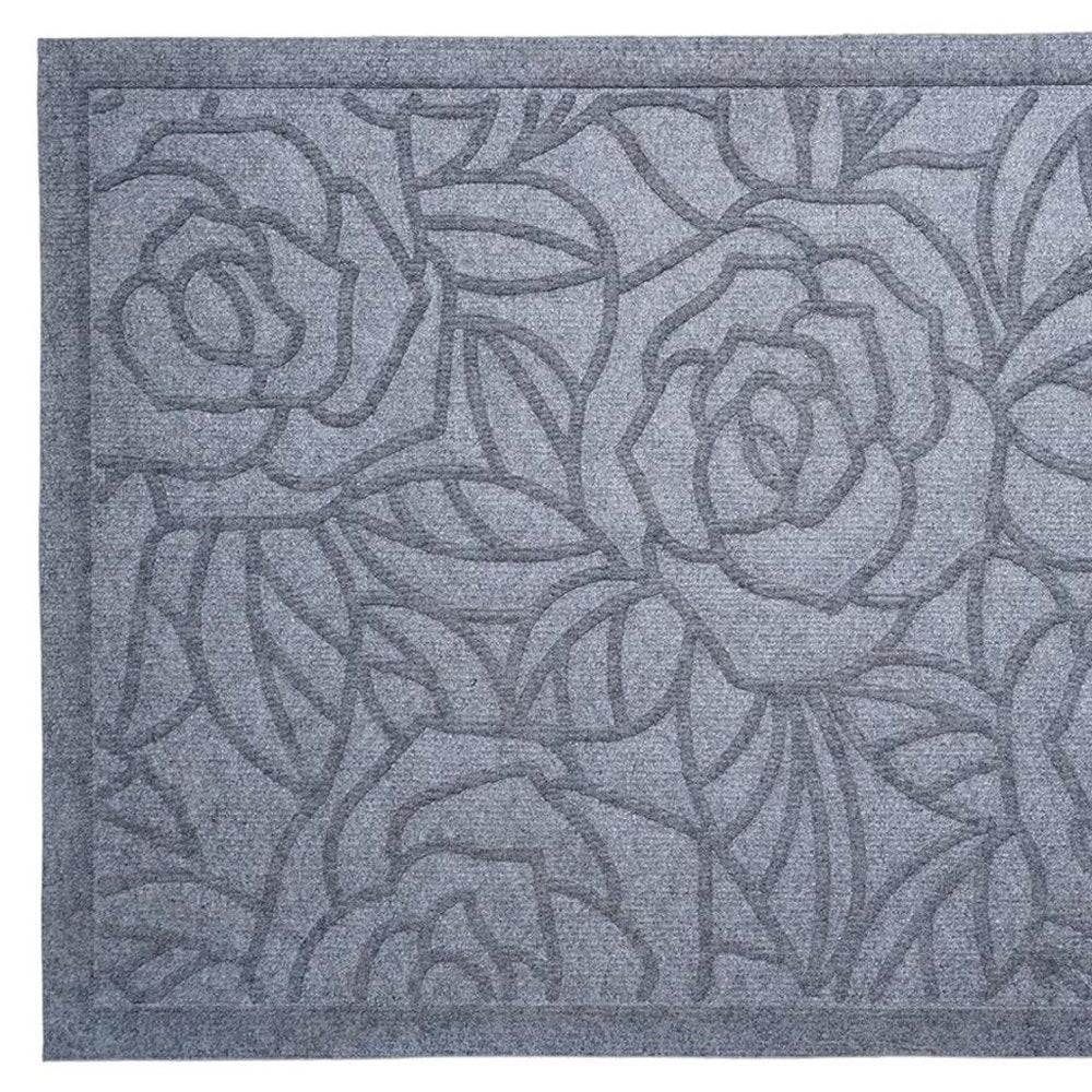 24" X 36" Gray Floral Outdoor Polypropylene Door Mat