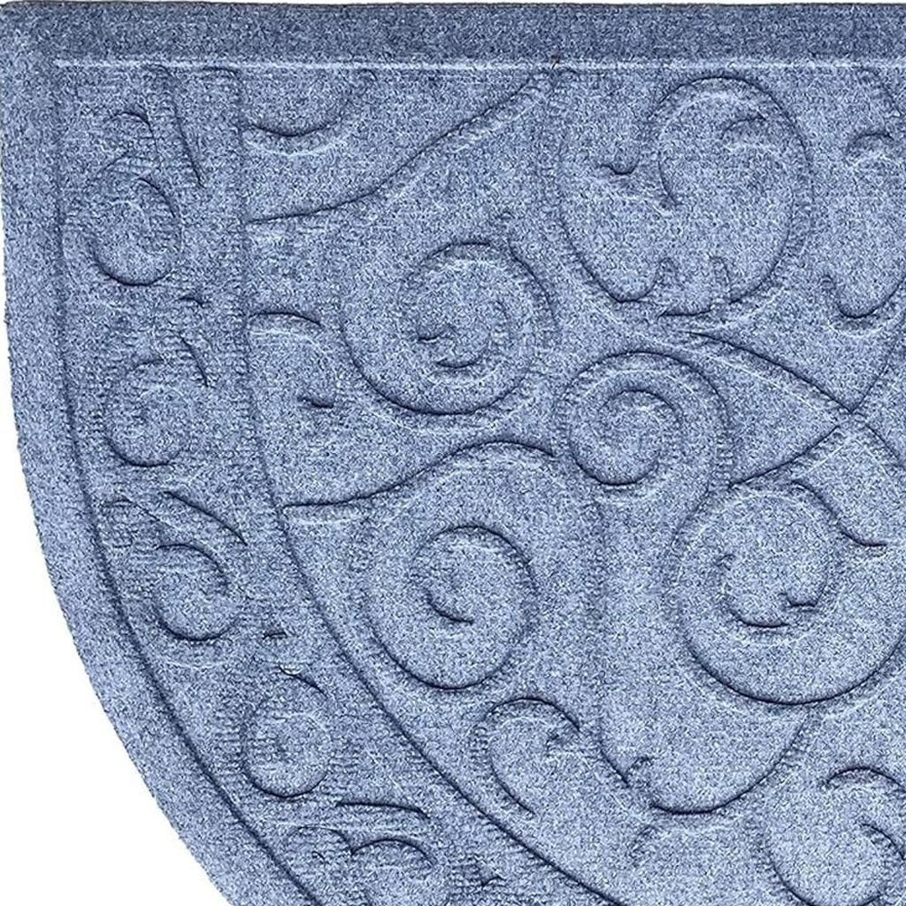 24" X 36" Gray Scrollwork Semi Circle Outdoor Polypropylene Door Mat HomeRoots