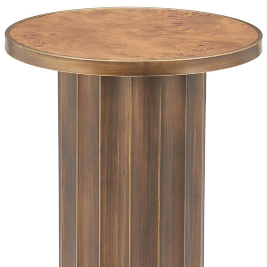 22" Brown Steel Round Pedestal End Table HomeRoots