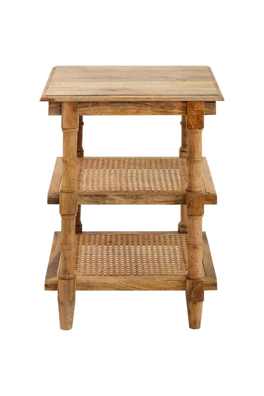 24" Natural Solid Wood End Table With Two Shelves HomeRoots