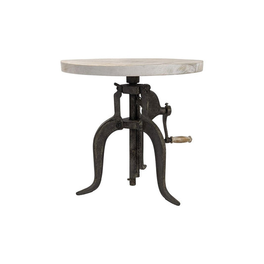 19" Natural and Gunmetal Solid Wood and Iron Height Adjustable Round End Table HomeRoots