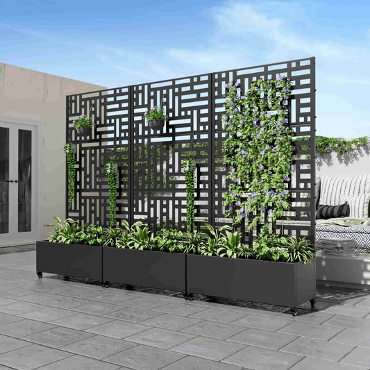 72" X 35" Black Metal Rectangular Planter Box