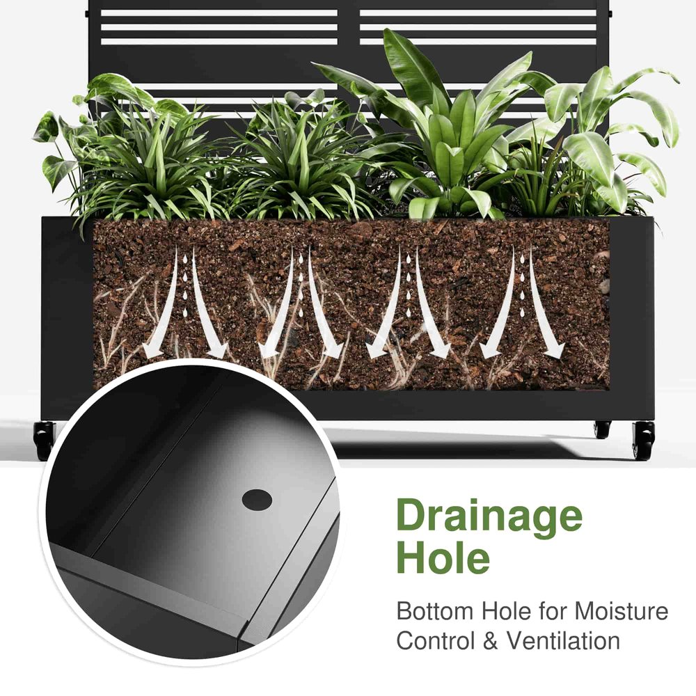 72" X 47" Black Metal Rectangular Planter Box HomeRoots