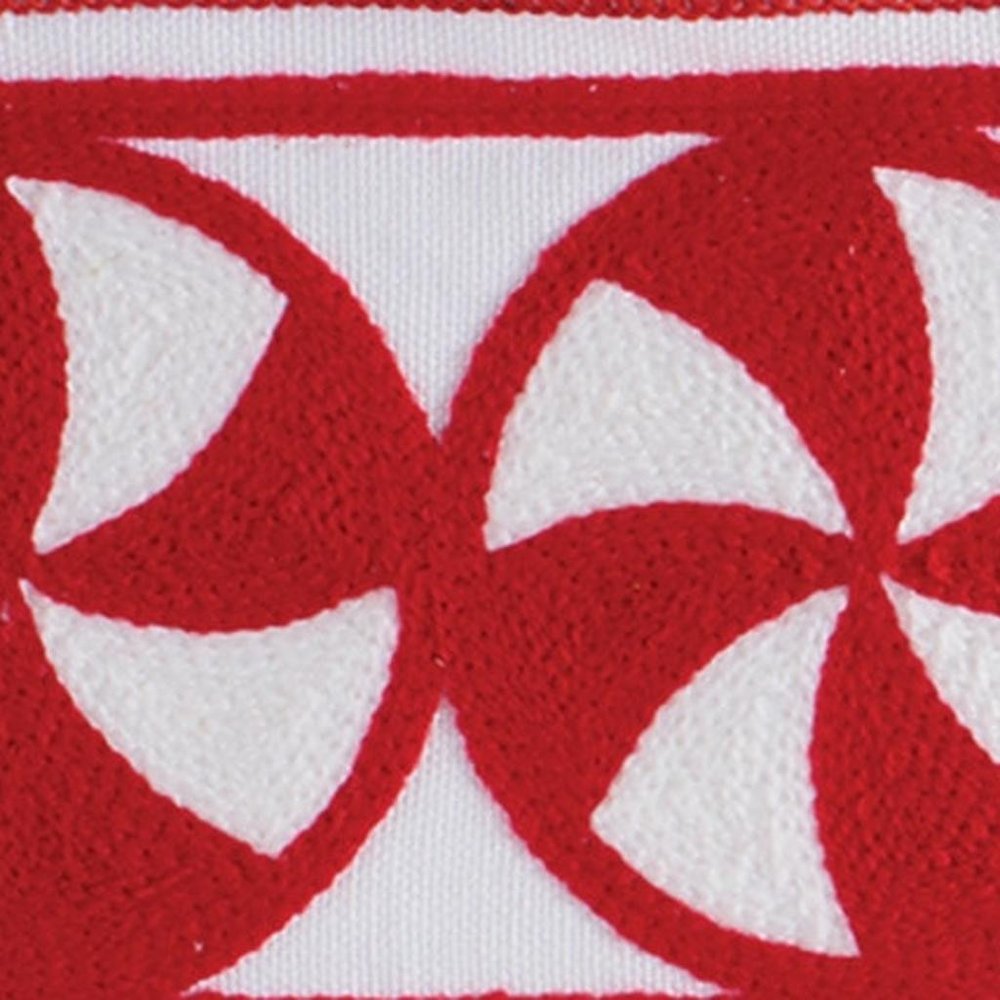 Embroidered Peppermint Wired Ribbon 4" x 5 Yds. Shatterproof Cotton Ribbon HomeRoots