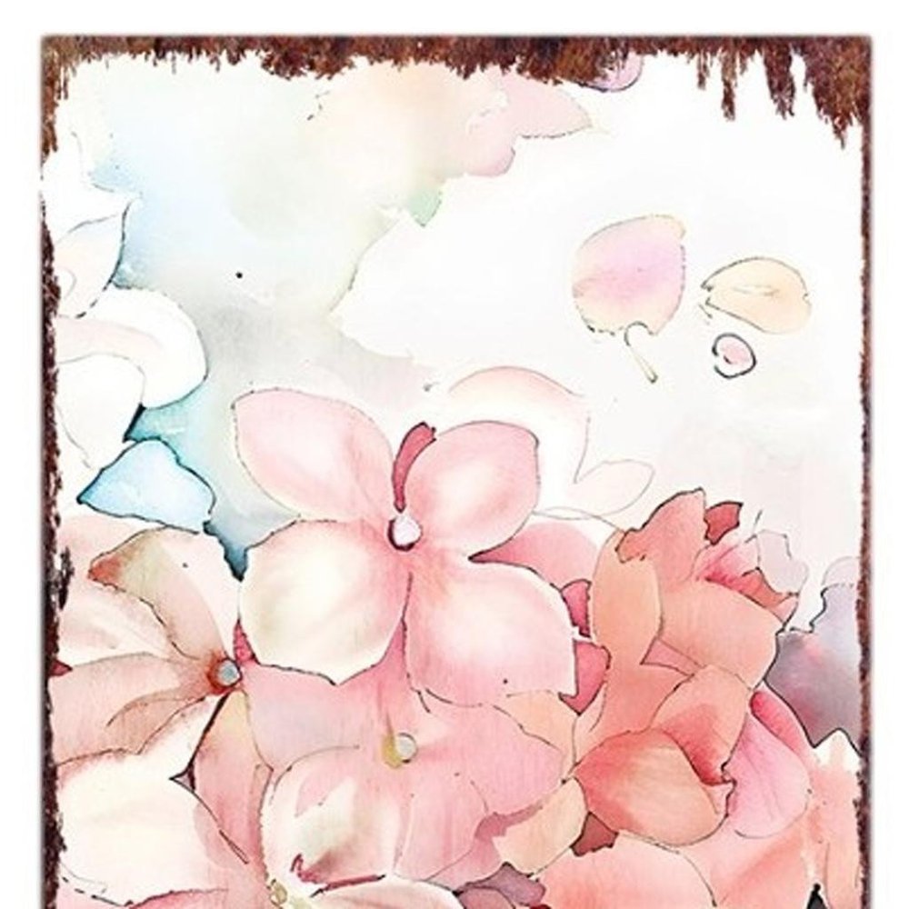 36" White Blue And Pink Hydrangeas Solid Wood Porch Sign HomeRoots