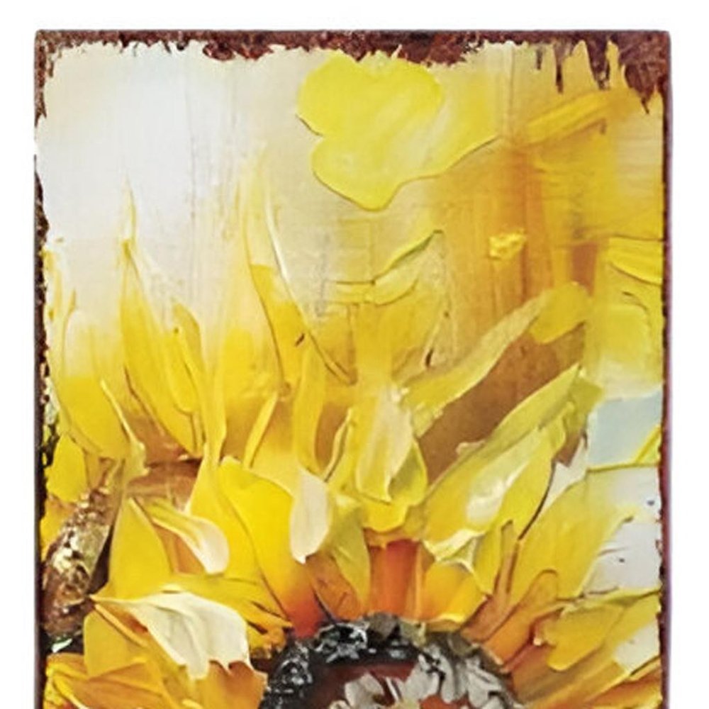 36" Yellow Brown And Green Sunflowers Solid Wood Porch Sign HomeRoots