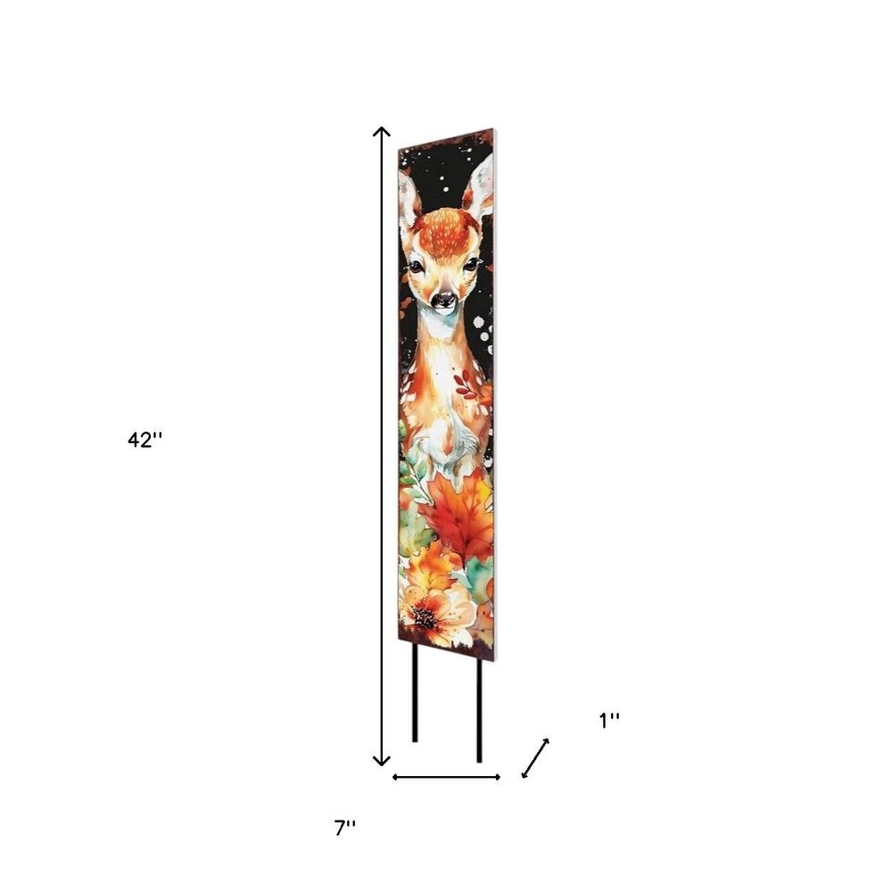 42" Black White Brown And Orange Solid Wood Deer Garden Stake HomeRoots