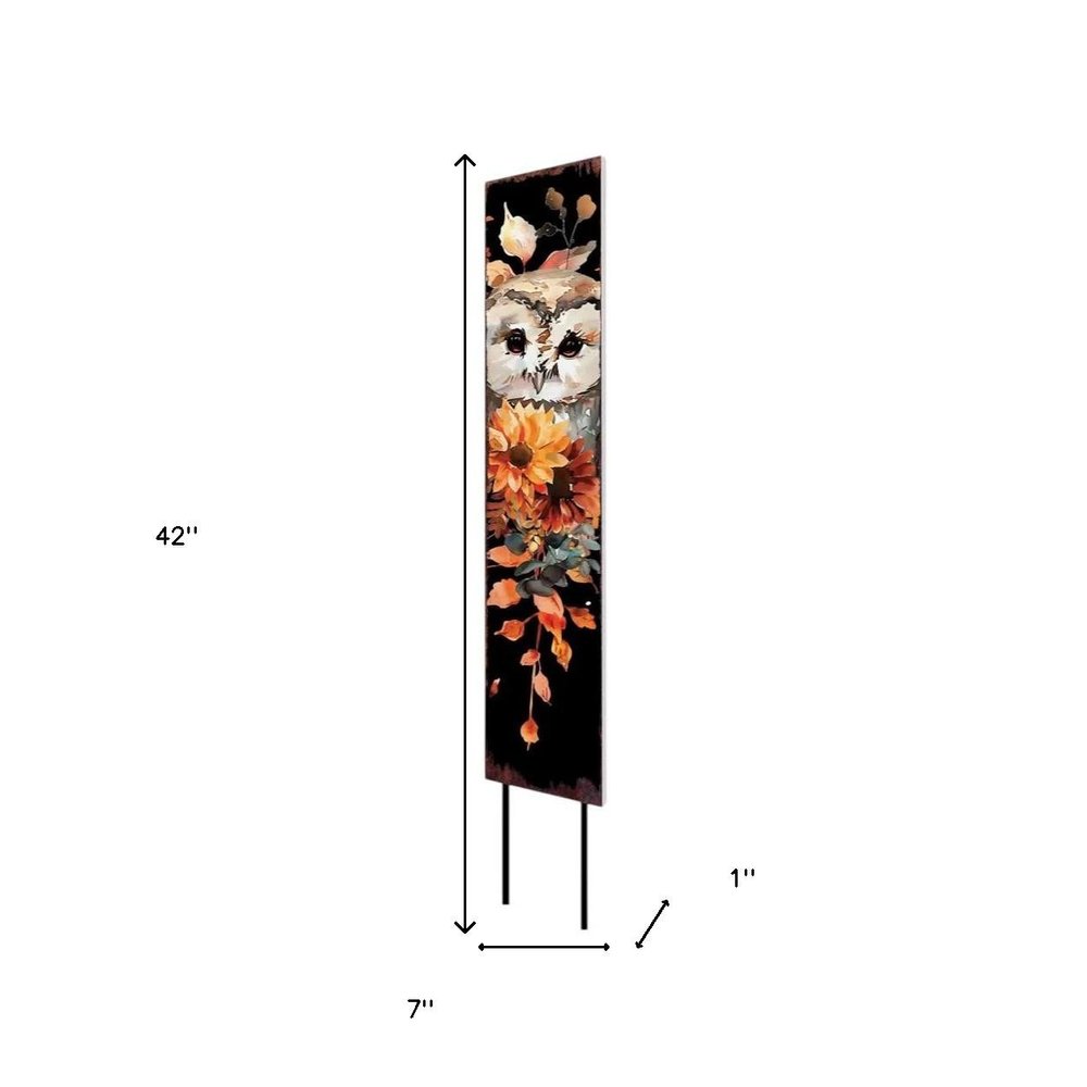 42" Black Orange And Tan Solid Wood Owl Garden Stake HomeRoots