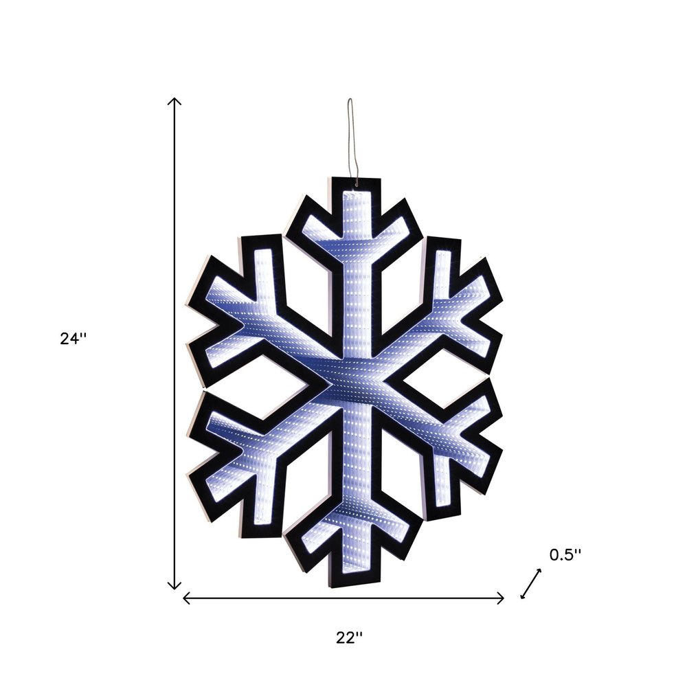 24" White Acrylic Christmas Snowflakes Tabletop Sign with LED HomeRoots