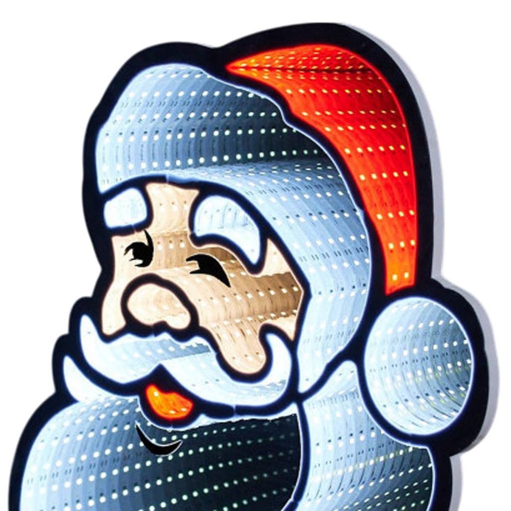16" Red And White Acrylic Christmas Santa Tabletop Sign with LED HomeRoots