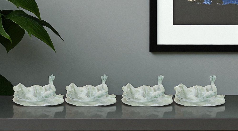 Set of Four Green Polyresin Frog Figurine HomeRoots