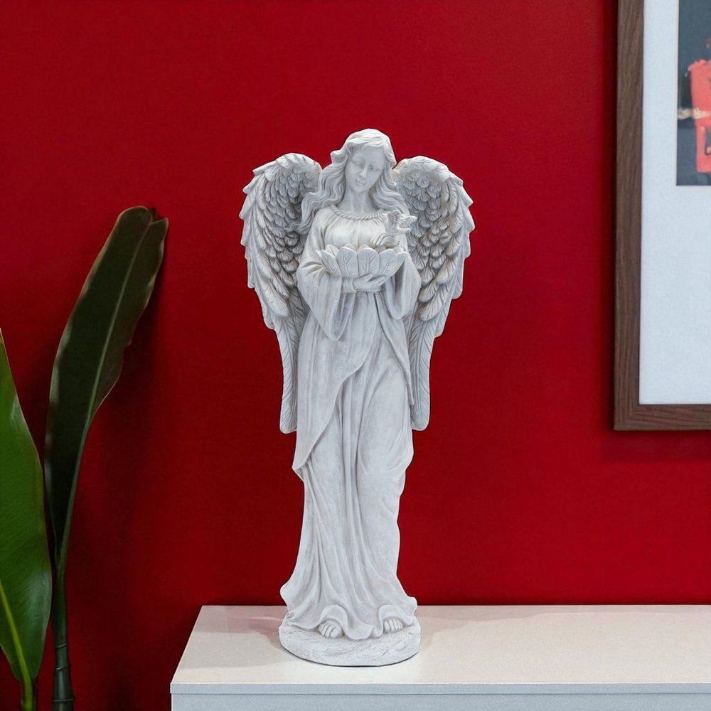 29" Gray Polyresin Angel Statue HomeRoots