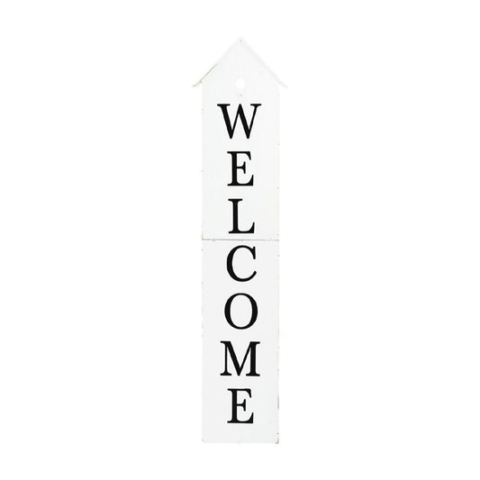48" White And Black Solid Wood Birdhouse Welcome Porch Sign HomeRoots