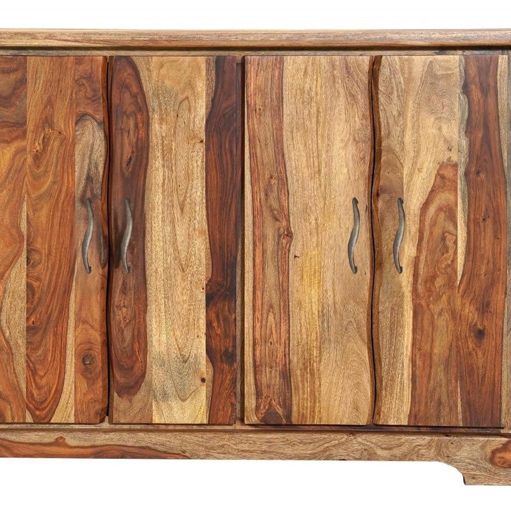 72" Brown Solid Wood Live Edge Sideboard with Six Doors HomeRoots