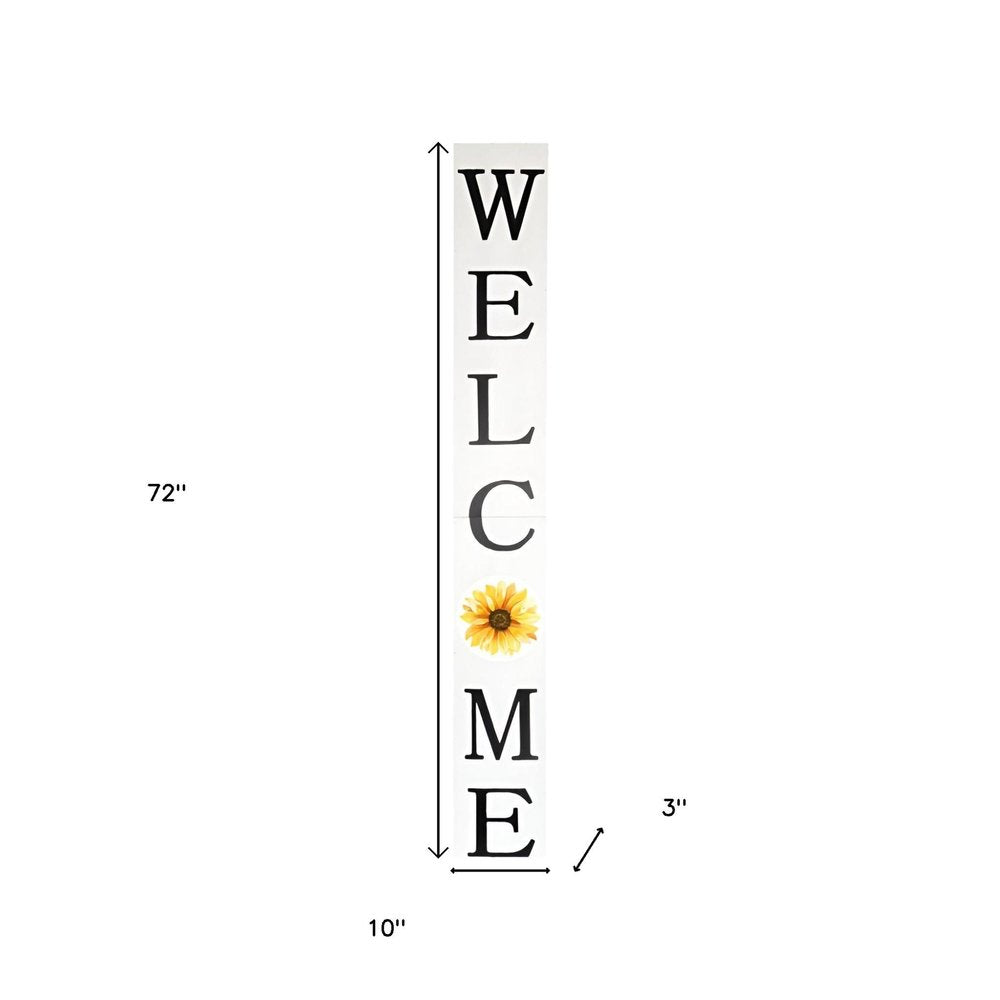 72" White And Black Solid Wood Welcome Porch Sign HomeRoots