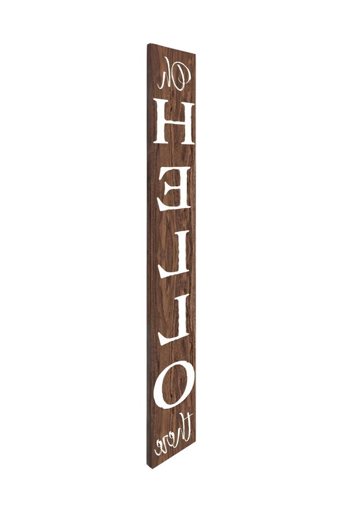 72" Brown And White Solid Wood Hello Porch Sign HomeRoots