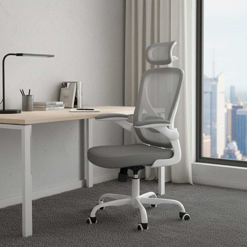 Gray And White Black And White Swivel Rolling Office Chair HomeRoots