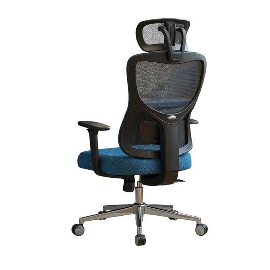 Blue Black And Silver Swivel Rolling Office Chair