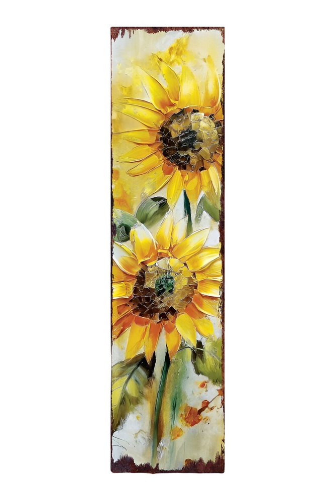 36" Brown Green And Yellow Solid Wood Sunflowers Porch Sign HomeRoots