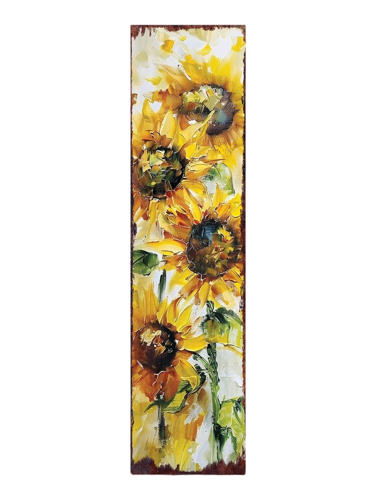 36" Yellow Brown And Green Solid Wood Sunflowers Porch Sign HomeRoots