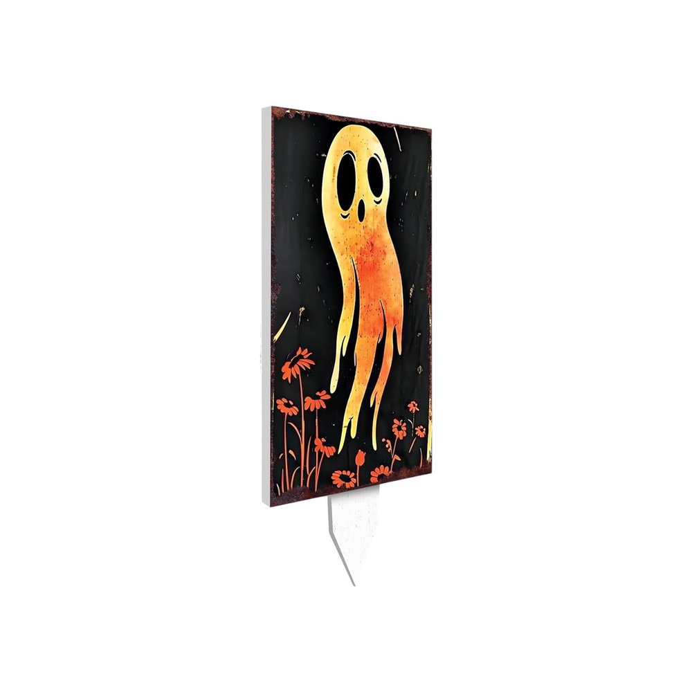 10" Black And Orange Halloween Pumpkin Solid Wood Garden Stake HomeRoots