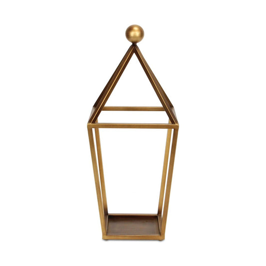24" Gold Geometric Metal Tabletop Lantern Candle Holder HomeRoots