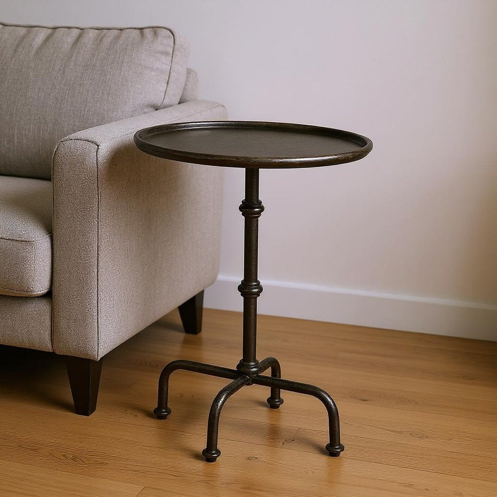 26" Gray Aluminum Oval Pedestal End Table HomeRoots