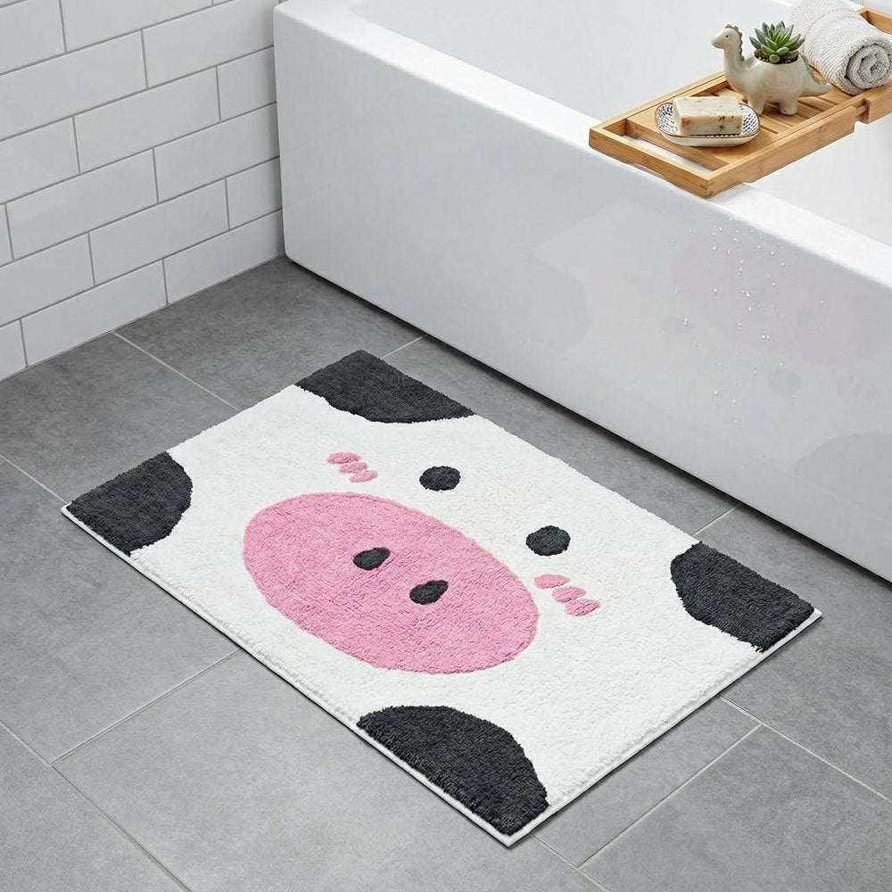 32" White Black And Pink Cotton Cow Youthful Bath Rug HomeRoots