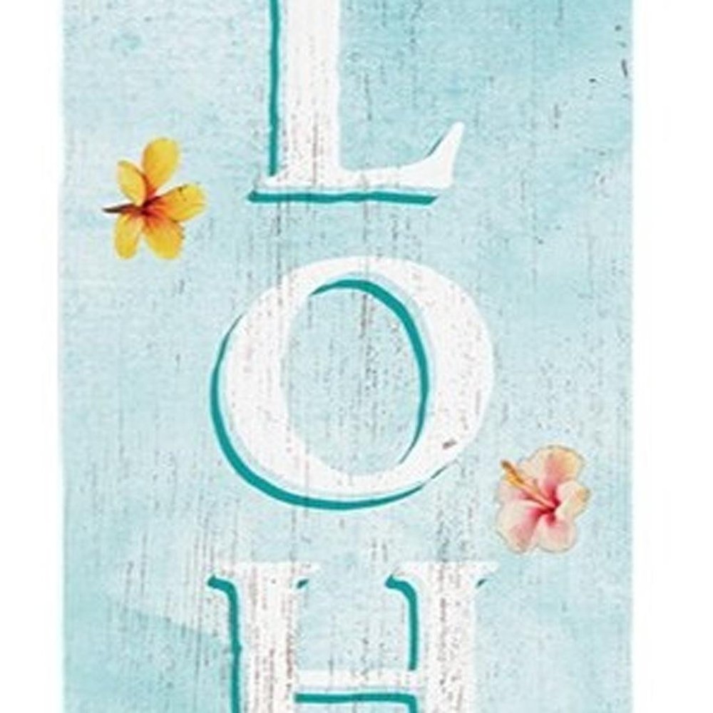 36" Blue And White Solid Wood Tropical Flamingo Aloha Porch Sign HomeRoots