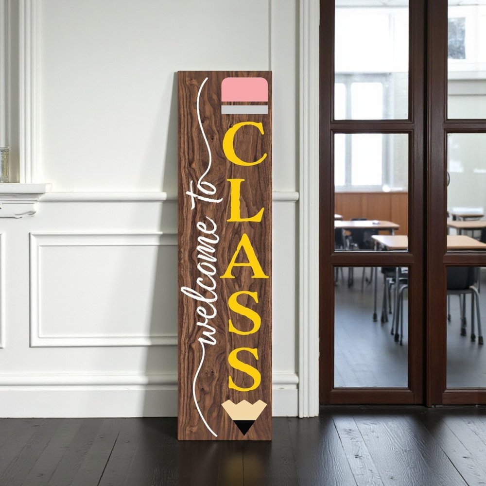 36" Brown Solid Wood Welcome To Class Porch Sign HomeRoots