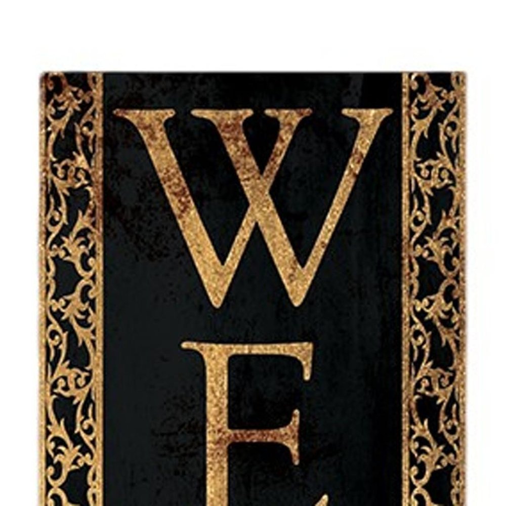 36" Black And Gold Solid Wood Porch Sign HomeRoots