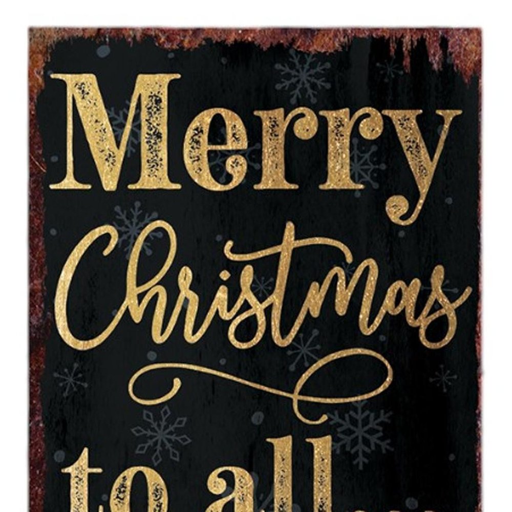 36" Black Gold Red And Green Christmas Tree Solid Wood Porch Sign HomeRoots