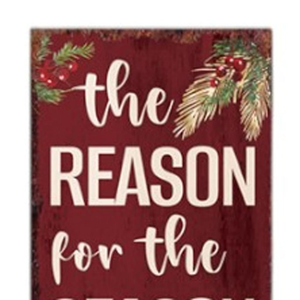 72" Red Solid Wood Reason For The Season Christmas Wreath Porch Sign HomeRoots